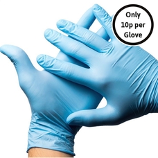 Blue Nitrile Powder Free Disposable Gloves - Large P100 - pack of 100